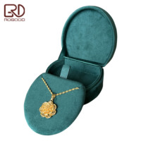 ROGOOD Boîte d'emballage de bijoux ovale en velours vert, design unique, étui cadeau de luxe haut de gamme pour collier, boucles d'oreilles, bracelet P1986
