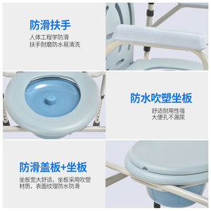 <b>Commode</b> <b>Chair</b> For Elderly And Pregnant Women Portable Toilet Seat With Adjustable Height And Slip Resistant Design - Product Image 1