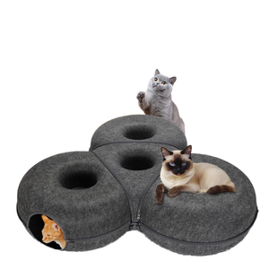 Multifunktionales Tunnel-Katzenbett Ganzjährig Nutzbares Wollfilz-Katzenhaus Nicht Haftend Fellentfernbar Waschbares Haustierbett für Mehrere Katzen - Product Image 1