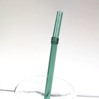 Paille à boire incurvée en verre borosilicate réutilisable, design incurvé coloré avec texture de joint en spirale pour les boissons