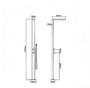 <b>Wall</b> Mounted Outdoor Shower Fixture SUS304 Stainless Steel Pool Shower Column With Hot and Cold Mixer for Beach Garden <b>Wall</b>-Moun - Product Image 4