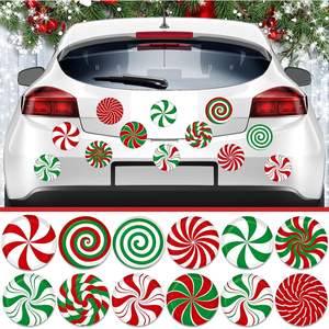 Décorations de Noël transfrontalières, aimants ronds pour pare-chocs de voiture en forme de sucette, aimants pour porte de garage en forme de bonbon à la menthe, aimants pour réfrigérateur - Product Image 2