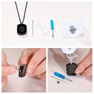 Ожерелье для праха питомца из нержавеющей стали с отпечатком лапы, кулон-урна для кремации, памятное украшение для собак и кошек - Product Image 2