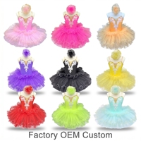 Gaun Tutu Balet Profesional Multi-Warna untuk Anak-Anak OEM Kostum Tari Kustom untuk Anak Perempuan Pakaian Pertunjukan Panggung Anak-Anak