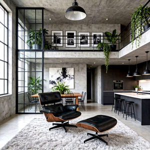 เก้าอี้ห้องนั่งเล่นและห้องนอนระดับไฮเอนด์ พร้อมออตโตมัน เก้าอี้พักผ่อนหนังแท้สีดำทันสมัย พร้อมที่วางเท้า พนักพิงไม้ เหมาะสำหรับล็อบบี้โรงแรม - Product Image 5