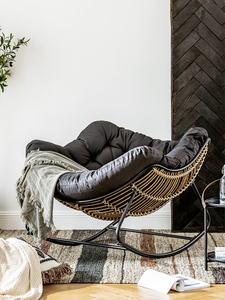 Poltrona Reclinabile a Dondolo Moderna in Ferro con Funzione Inclinabile per Soggiorno, Comfort e Relax, Arredamento per la Casa - Product Image 3