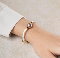 Cordon en cuir tissé de style de mode 10-12mm violet eau douce Edison perle Bracelet bijoux