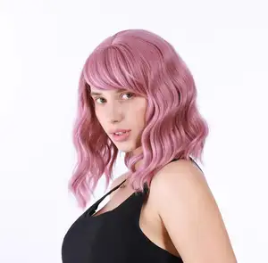 วิกผมบ็อบสั้นทรงโค้งมี<span class=keywords><strong>ผม</strong></span>ม้ายาวสะพายไหล่วิก<span class=keywords><strong>ผม</strong></span>สังเคราะห์<span class=keywords><strong>หยักศก</strong></span>สำหรับ<span class=keywords><strong>สาว</strong></span>คอสเพลย์บ๊อบ - Product Image 2