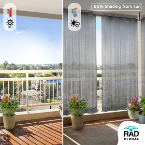 Rideaux d'extérieur gris en HDPE avec œillets, 150 GSM, offrant une protection solaire moderne et une durabilité par tous les temps pour les espaces de vie extérieurs - Product Image 3