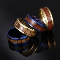 Bague unisexe romantique en acier inoxydable incrustée de teck, design personnalisé Ziming, vente en gros d'usine