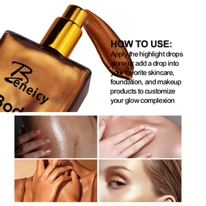 น้ำมันบรอนเซอร์เนื้อบางเบาแบบเต็มขวดสำหรับแบรนด์ส่วนตัว น้ำมันบำรุงผิวกายผสมกลิตเตอร์ ไฮไลท์เตอร์น้ำมันบำรุงผิวกายแบบมีประกาย น้ำมันบำรุงผิวกายผสมกลิตเตอร์แบบกำหนดเอง - Product Image 5