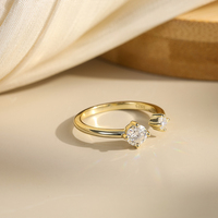 Anello a Pepita Impilabile Rinntin SMOR16 in Argento Sterling 925 con Moissanite da 0,5 carati Colore D, Anelli Piccoli Aperti per Gioielleria Fine