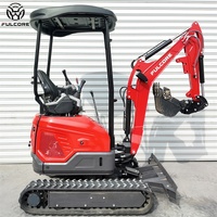 Mini-excavatrice FULCORE certifiée ISO9001 de 1,2 tonne avec canopy de protection à 4 pattes et commande hydraulique pour serre
