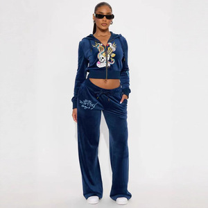 Nouveaux ensembles de survêtements en <span class=keywords><strong>velours</strong></span> tendance pour femmes, ensembles de sweats à capuche et pantalons de jogging pour femmes, ensembles deux pièces pour femmes - Product Image 3