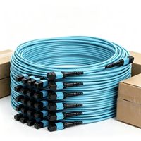 Cordon de brassage fibre optique MPO-MPO, OM3 Multimode à faible perte d'insertion 0,35 dB, LSZH Aqua pour centre de données