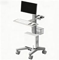Chariot d'ordinateur à hauteur réglable avec plateau de clavier et petit panier pour bureau/usage médical