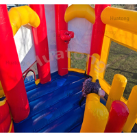 Huatong Pvc château rebondissant enfants thème de voiture rouge avec toboggan saut plein d'entrain dessin animé Combo maison de rebond gonflable pour les enfants