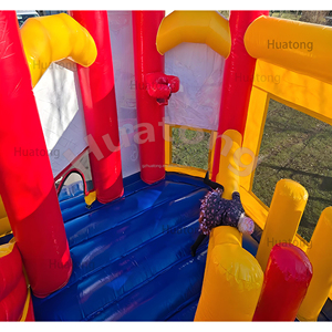 Huatong PVC nảy lâu đài trẻ em xe màu đỏ chủ đề với trượt bouncy nhảy phim hoạt hình combo Inflatable nhà bị trả lại cho trẻ em - Product Image 3