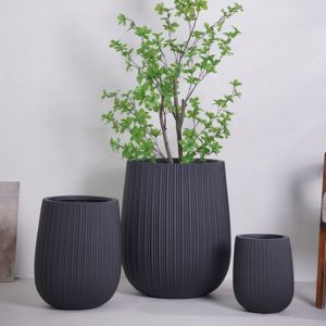 Macetas Grandes de Cerámica y Fibra de Arcilla para Decoración del Hogar, Jardín y Sala de Estar, Color Negro y Blanco Moderno, con Orificios de Drenaje, Impermeables, Venta al Por Mayor - Product Image 2