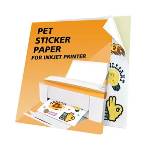 Kertas Stiker vinil berperekat tahan air PET cetak Premium lembar kertas Decal Matte Glossy untuk Printer Laser Inkjet