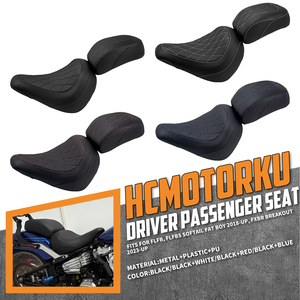 Asiento de Motocicleta para Conductor y Pasajero, 2 Plazas, Negro/Azul/Blanco/Rojo, para Harley Softail Fat Boy FLFB FLFBS 18-Up Breakout <span class=keywords><strong>FXBR</strong></span> 23-Up - Product Image 2