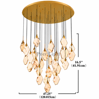 Lustre en albâtre rhombique de luxe moderne de haute qualité, texture marbre doré, luminaire suspendu pour hall d'hôtel, villa