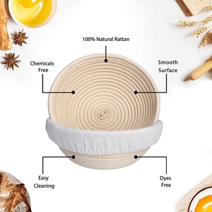 Kit de panier de levage pour pain rond de 10 pouces, ensemble de paniers de levage en rotin naturel pour la pâte à pain - Product Image 2
