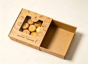 Boîte à pâtisserie en papier kraft avec fenêtre transparente, style tiroir, emballage alimentaire recyclable, impression quadricolore, option de logo personnalisé - Product Image 2