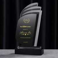 Plaque en verre K9 personnalisée, trophée en cristal, base noire, gravure sablée, plaque de certification, cadeaux souvenirs gravés