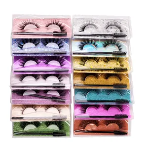 Hot-selling Styles Naturally 3d Fluffy V Cross False Eyelashes Hand Made Natural Black Mink Eyelashes