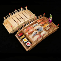 High Quality Wooden Japanese Sushi Boats Wooden Sashimi Serving Plate Board Tray Eco Friendly Wooden Sushi Tools