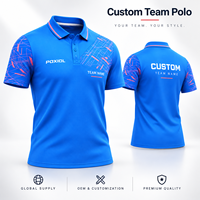 Polo de sport personnalisé pour la course et l'entraînement, motif bleu, haut d'équipe pour clubs, marque privée, fourniture OEM, faible MOQ
