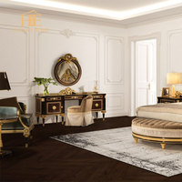 Juego de muebles de dormitorio de tela azul de madera maciza de Alexander English Villa Hotel de madera maciza muebles de habitación de cama completa de lujo