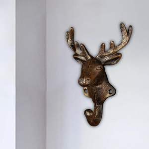 בציר קיר וינטג הר יצוק ברזל כפרי הבית דקורטיבי צבי ראש המעיל הוק מתכת מלאכה בגדים בעלי חיים יחיד hanger - Product Image 5