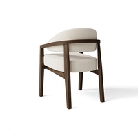 Chaise de salle à manger avec accoudoirs en bois, revêtement en tissu bouclé, dossier incurvé, chaise d'appoint moderne pour la salle à manger à la maison