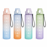 Gourde de sport d'été 750 ml grande capacité, couleur dégradée, avec paille, portable, en plastique, anti-fuite, incassable, design moderne