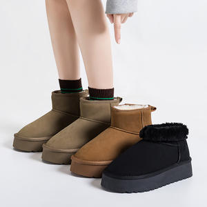 Botas de Nieve Nuevas de Invierno para Mujer, Botas de Media Pantorrilla con Forro de Pelo Artificial, Zapatos de Cuero Mate, Botas para Mujer, Botas para Hombre - Product Image 4