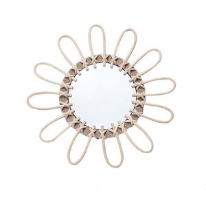 Round Wicker <b>Mirror</b> Handmade Wall <b>Hanging</b> Decor For Living Room Entryway Home Decoration - Product Image 2