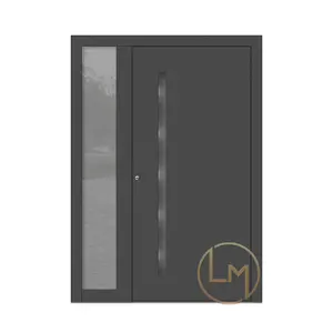 Resident Main Double Entry 160cm Wide Aluminium Front Glass Stainless Steel Doors Pivot