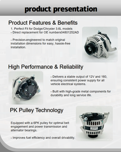 <span class=keywords><strong>Alternador</strong></span> <span class=keywords><strong>de</strong></span> <span class=keywords><strong>Coche</strong></span> Original <span class=keywords><strong>de</strong></span> Fábrica 12V 160A, Alto Rendimiento <span class=keywords><strong>de</strong></span> Corriente, Potente, Pieza Original 04801252AD - Product Image 6