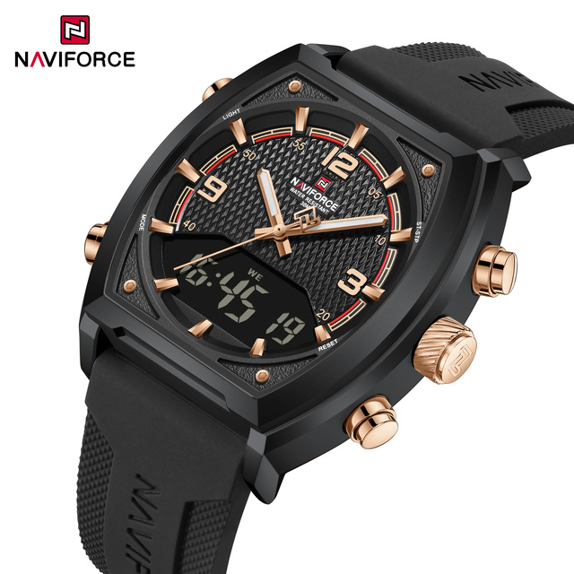 NAVIFORCE 9242 Watches for Men New Waterproof Fashion Quartz LCD Digital Display Wristwatches Relogio Feminino Clocks