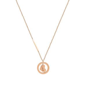 ヨーロッパレトロ英語ラッキーチェーンハートペンダントロングネックレスセーターチェーンチタンスチール18K金メッキM041-2 - Product Image 5