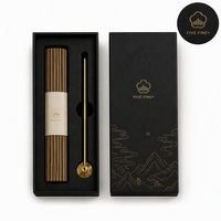 Boîte cadeau de luxe en carton rigide pour bâtonnets d'encens avec logo doré, ensemble d'encens noir avec plateau en pulpe moulée par pressage à froid