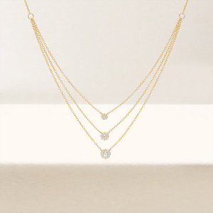 Collar CANNER de Moda en Oro con Tres Capas de Plata 925, Zirconia Redonda de Múltiples Tamaños, para Uso Diario, para Chicas - Product Image 3