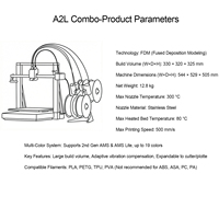 Impresora 3D A1 A2L P2S X2D Combo, Máquina de Impresión 3D de Escritorio de Alta Velocidad FDM Multicolor con AMS Lite
