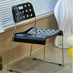 Silla de Comedor Moderna y Sencilla, Silla Informal para el Hogar con Respaldo de Plástico, Asiento Perforado, No Plegable, Estilo Cyber Celebrity Cheese Chair - Product Image 4