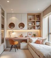 Ensemble de meubles de chambre à coucher tout-en-un pour enfants, design moderne, lit en bois, bureau, bibliothèque, armoire