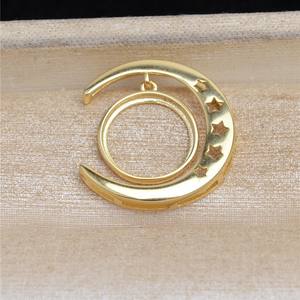 Pendentif lune en argent S925 avec étoiles, 13.3mm, composants de bijoux, composants de bricolage pour la fabrication de colliers, accessoires - Product Image 3