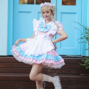Pink Maid Outfit With Bow Cute Lolita Dress Alice Cosplay Costume For Drama Games Anime Role Playing - Product Image 3