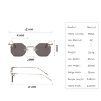 HISTOIRE AY2300 Lunettes de soleil hexagonales sans monture bleues dégradées à la mode Femmes Hommes Marque de luxe Design Métal Punk Petites lunettes de soleil carrées